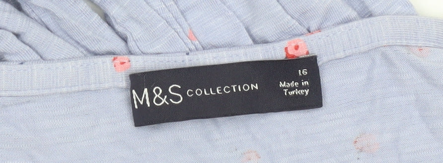 Marks and Spencer Women Blue Floral Tunic Blouse Size 16