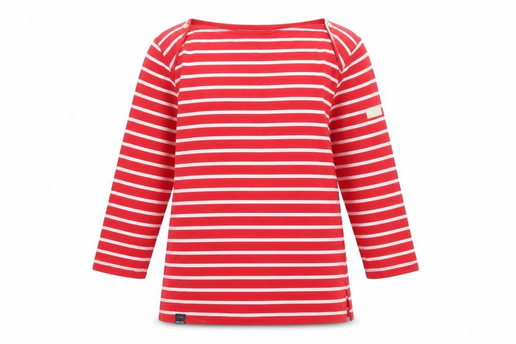 Regatta Womens Red Striped 3/4 Sleeve Cotton Nautical Top Size 8