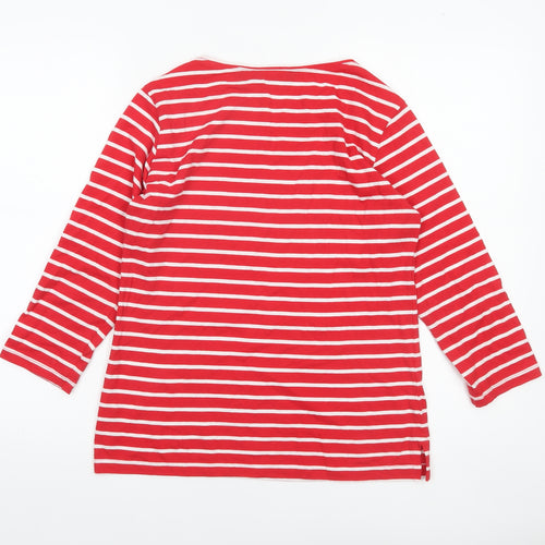 Regatta Womens Red Striped 3/4 Sleeve Cotton Nautical Top Size 8