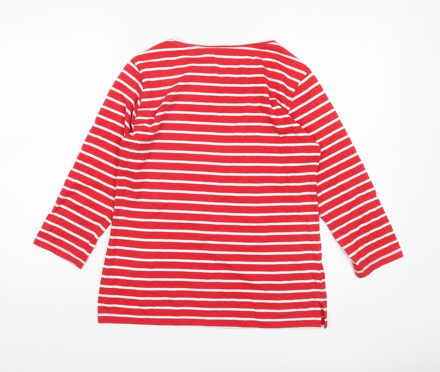 Regatta Womens Red Striped 3/4 Sleeve Cotton Nautical Top Size 8