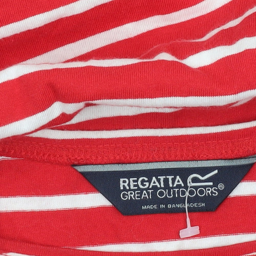 Regatta Womens Red Striped 3/4 Sleeve Cotton Nautical Top Size 8