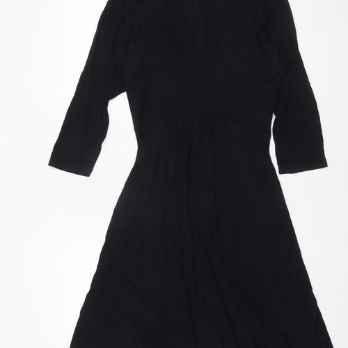 Frank & Faith Womens Black Bamboo A-Line Knee Length Dress Size L