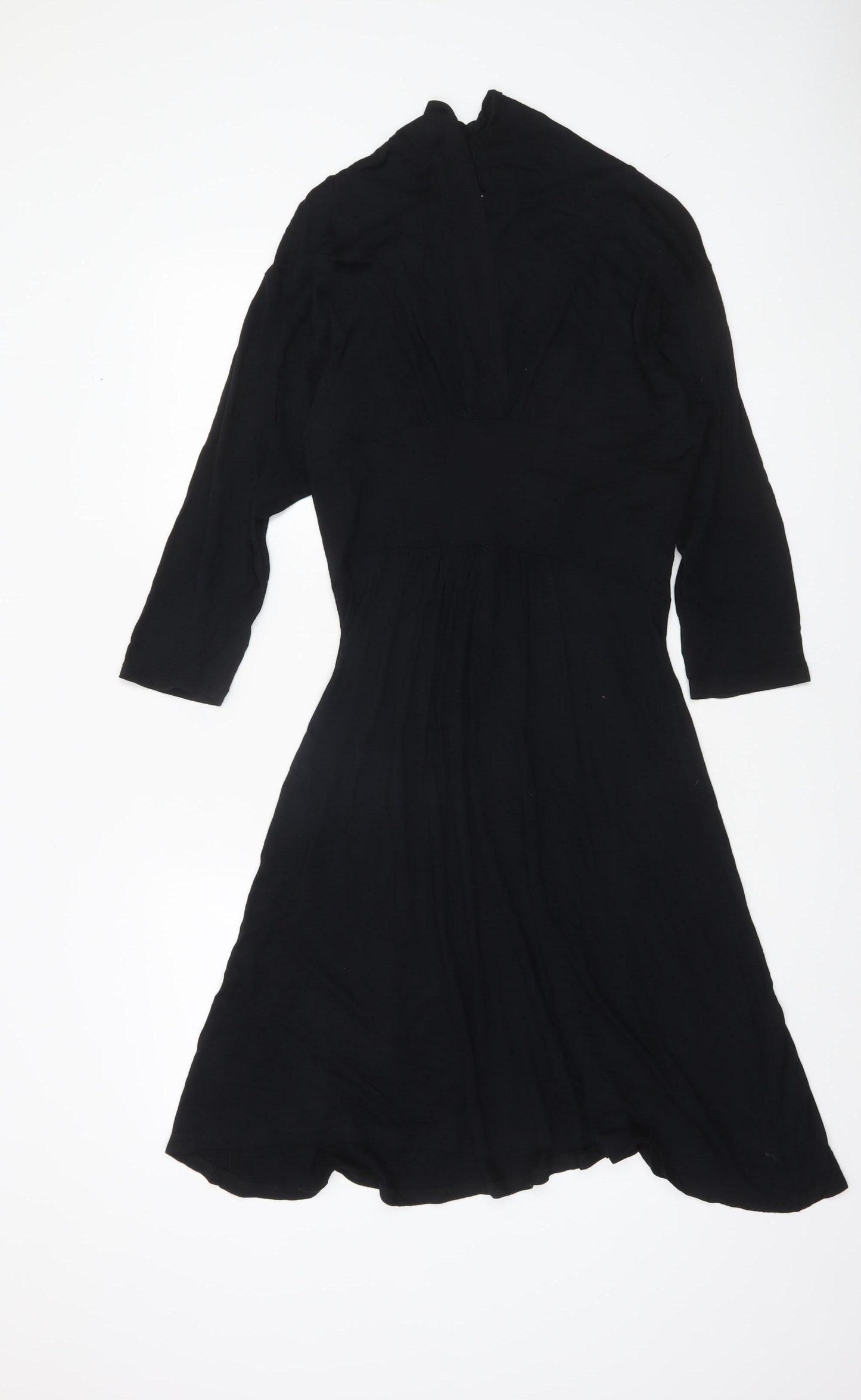 Frank & Faith Womens Black Bamboo A-Line Knee Length Dress Size L