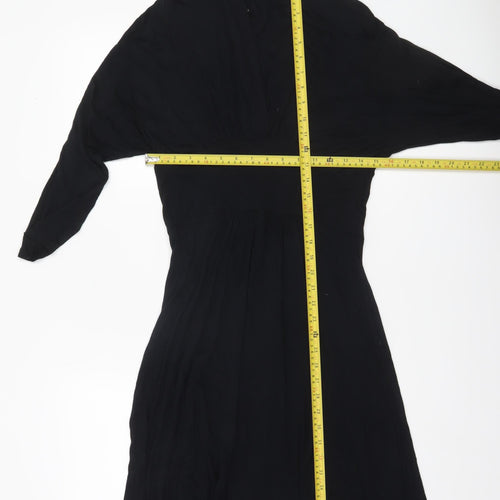 Frank & Faith Womens Black Bamboo A-Line Knee Length Dress Size L