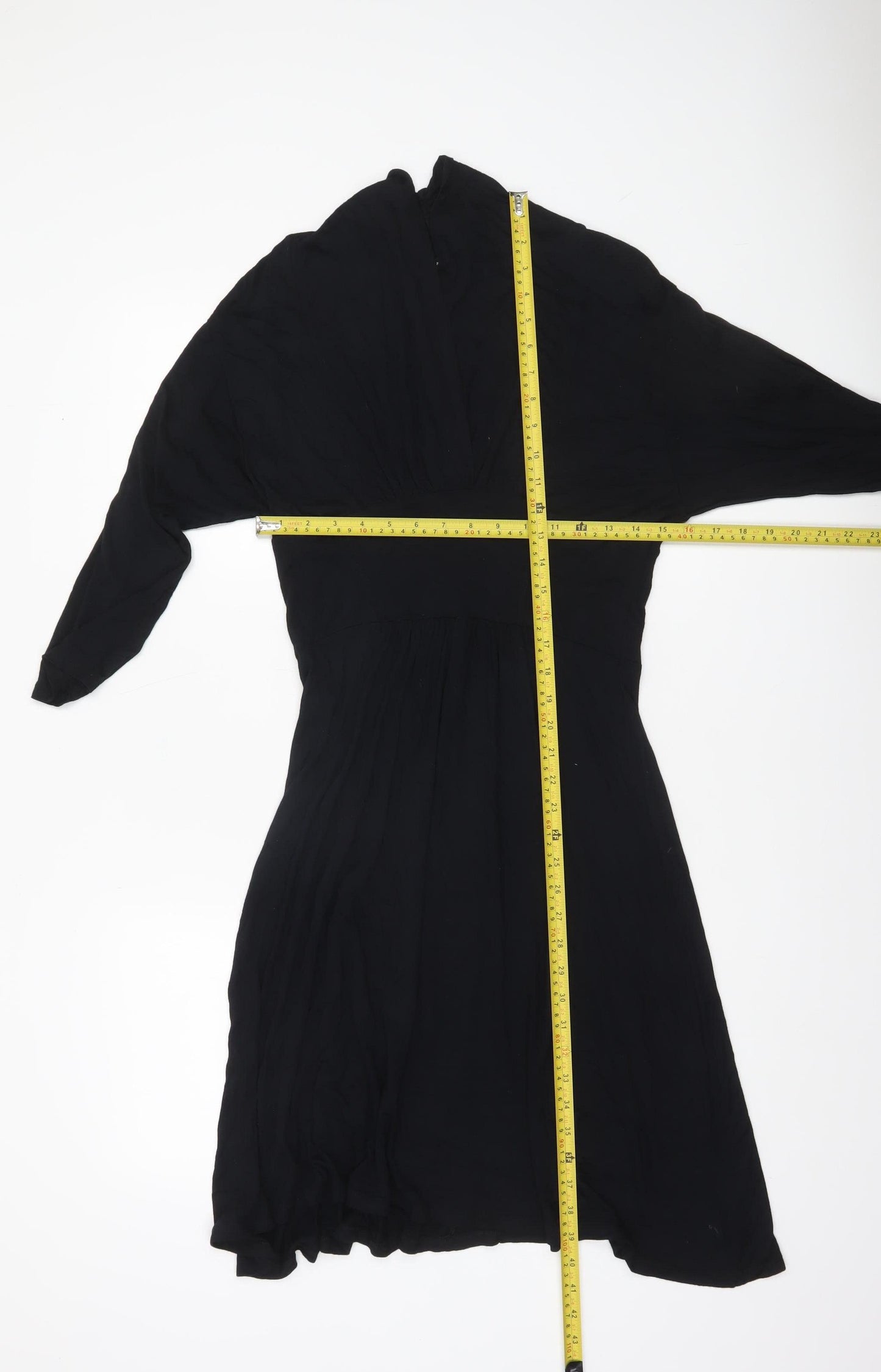 Frank & Faith Womens Black Bamboo A-Line Knee Length Dress Size L
