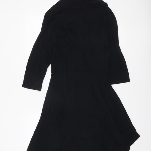 Frank & Faith Womens Black Bamboo A-Line Knee Length Dress Size L