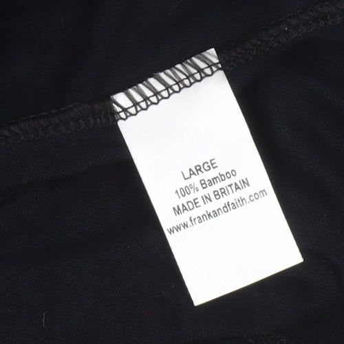 Frank & Faith Womens Black Bamboo A-Line Knee Length Dress Size L