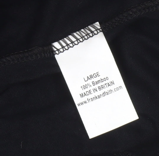 Frank & Faith Womens Black Bamboo A-Line Knee Length Dress Size L
