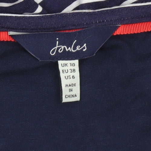 Joules Women’s Blue Striped Embroidered Fit & Flare Dress UK 10
