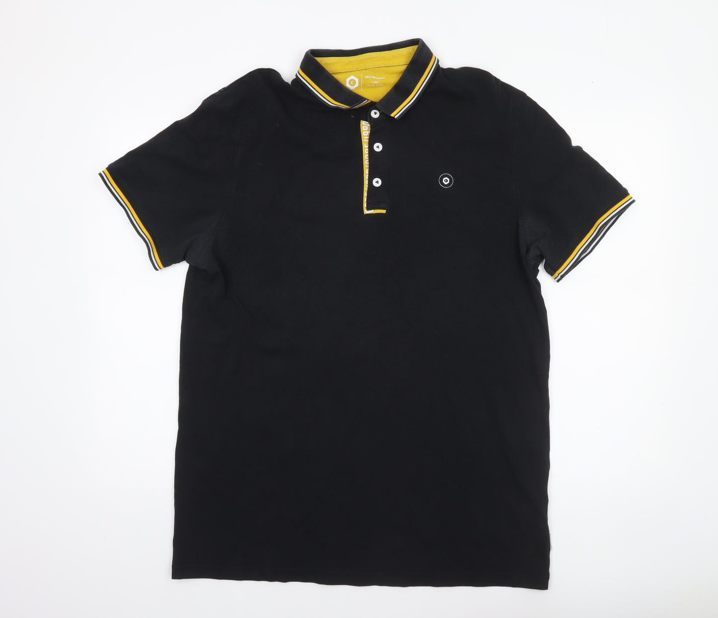 Jack & Jones Men's Black XL Polo Shirt Cotton Casual Top