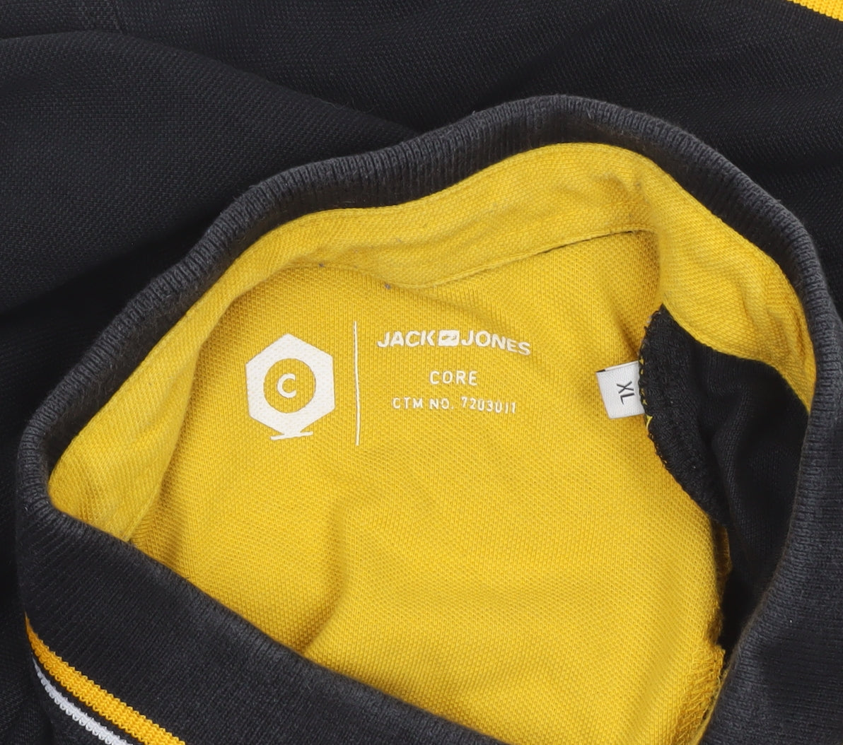 Jack & Jones Men's Black XL Polo Shirt Cotton Casual Top