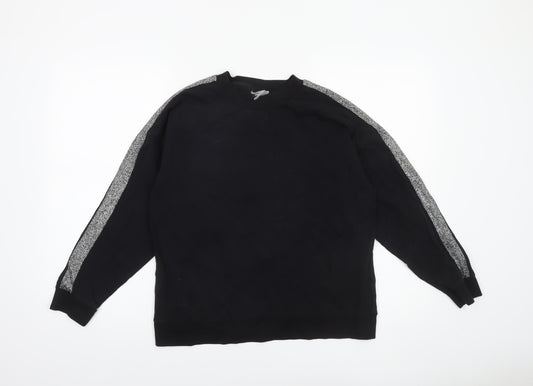 Oliver Bonas Women Black Glitter Stripe Cotton Sweatshirt Size 10