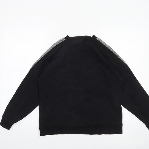 Oliver Bonas Women Black Glitter Stripe Cotton Sweatshirt Size 10