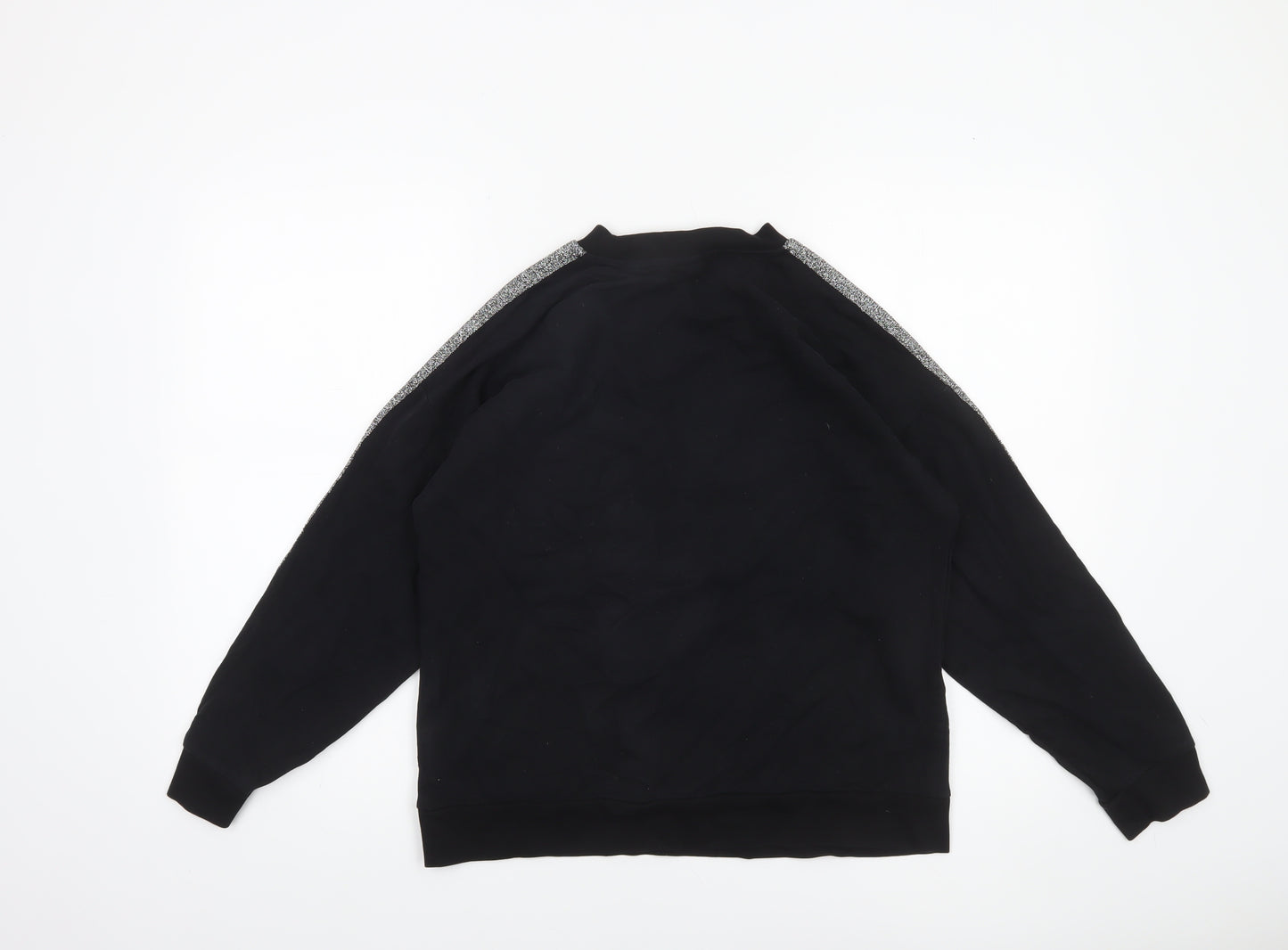 Oliver Bonas Women Black Glitter Stripe Cotton Sweatshirt Size 10