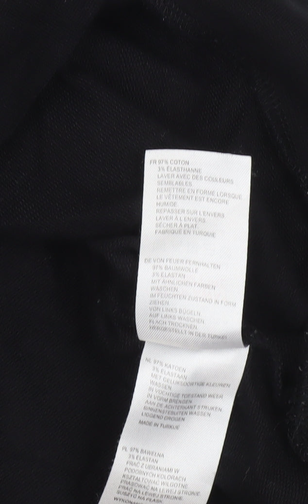 Oliver Bonas Women Black Glitter Stripe Cotton Sweatshirt Size 10