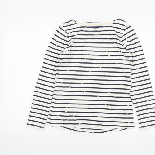 Joules Women’s Blue Striped Long Sleeve Cotton T-Shirt Size 8