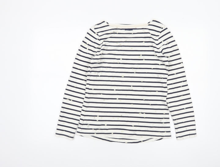 Joules Women’s Blue Striped Long Sleeve Cotton T-Shirt Size 8