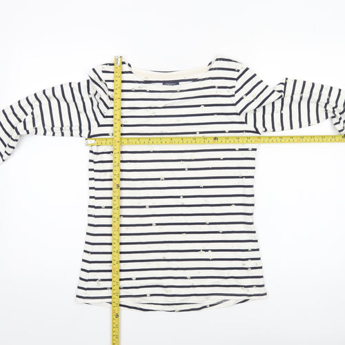 Joules Women’s Blue Striped Long Sleeve Cotton T-Shirt Size 8