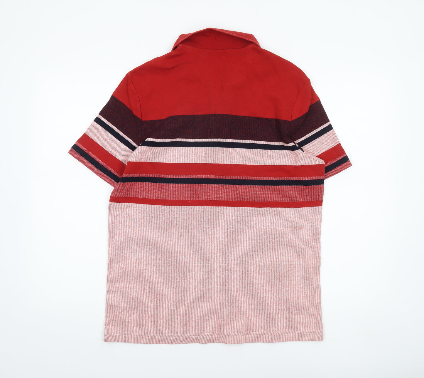Marks and Spencer Men's Red Striped Cotton Polo Shirt M