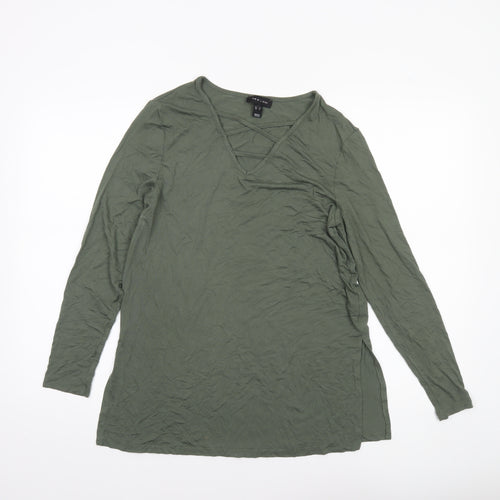 New Look Women Khaki Green Long Sleeve Viscose Tunic Top Size 10