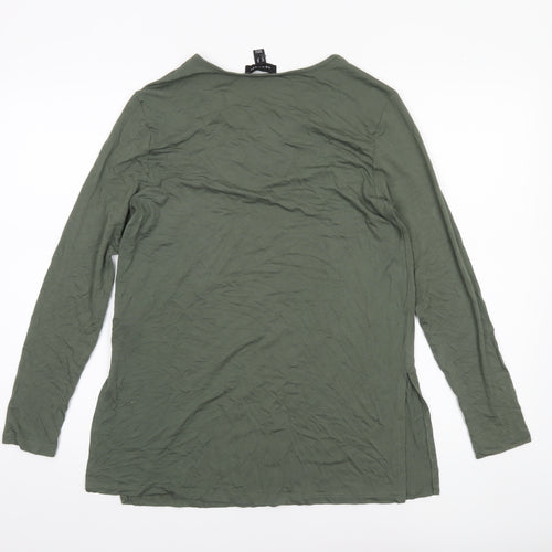 New Look Women Khaki Green Long Sleeve Viscose Tunic Top Size 10