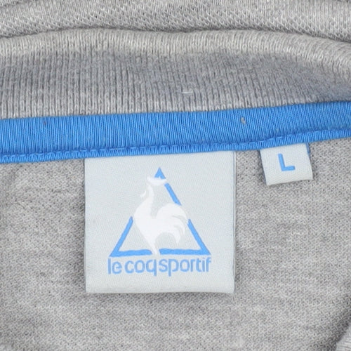 Le Coq Sportif Men's Grey Striped Short Sleeve Polo Shirt L