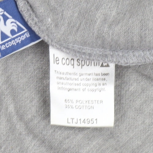 Le Coq Sportif Men's Grey Striped Short Sleeve Polo Shirt L