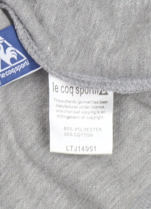 Le Coq Sportif Men's Grey Striped Short Sleeve Polo Shirt L