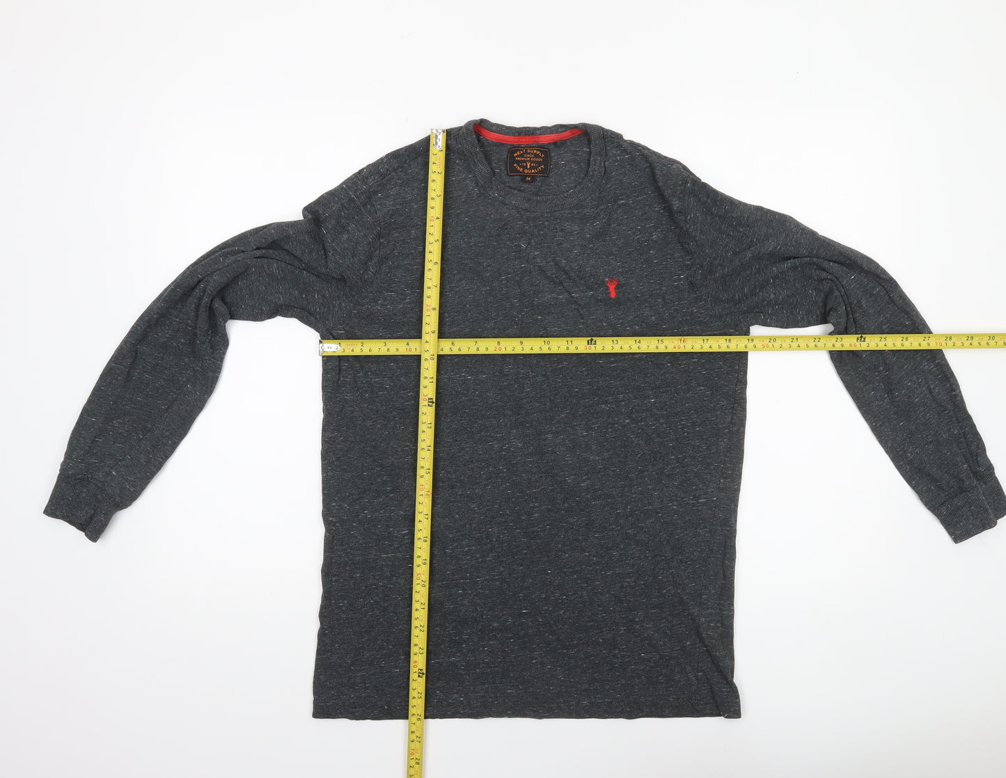 Next Men’s Grey Long Sleeve Crew Neck Cotton Blend Casual Top M