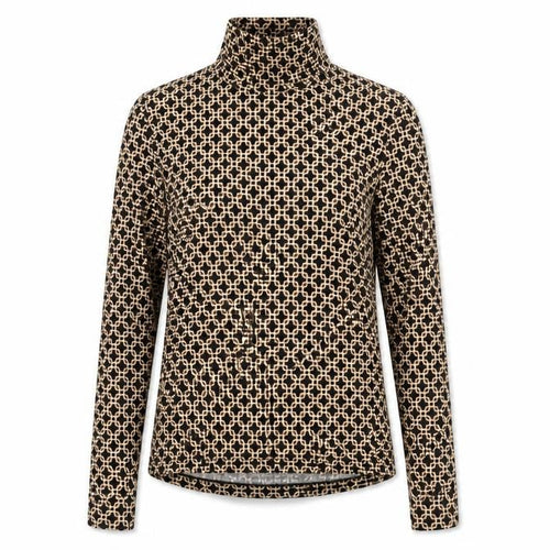 H&M Women’s Brown Geometric Roll Neck Long Sleeve Top Size L