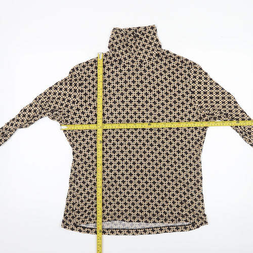 H&M Women’s Brown Geometric Roll Neck Long Sleeve Top Size L