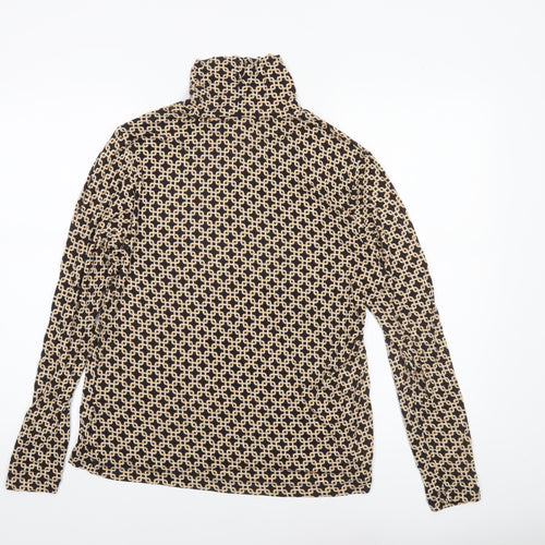 H&M Women’s Brown Geometric Roll Neck Long Sleeve Top Size L