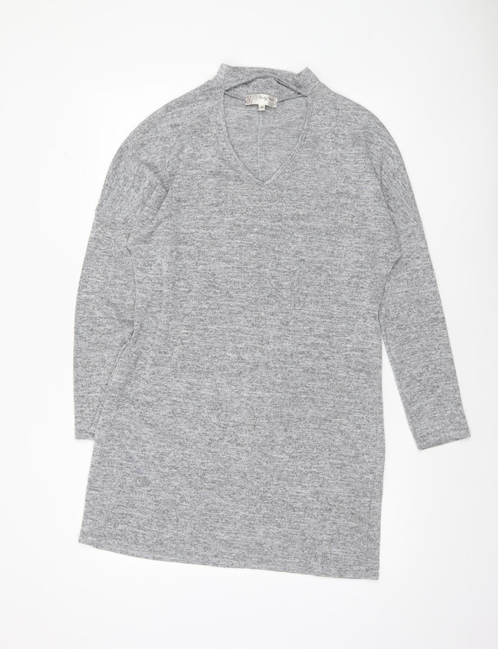 Voulez Vous Women's Grey Tunic Long Sleeve V-Neck Top M
