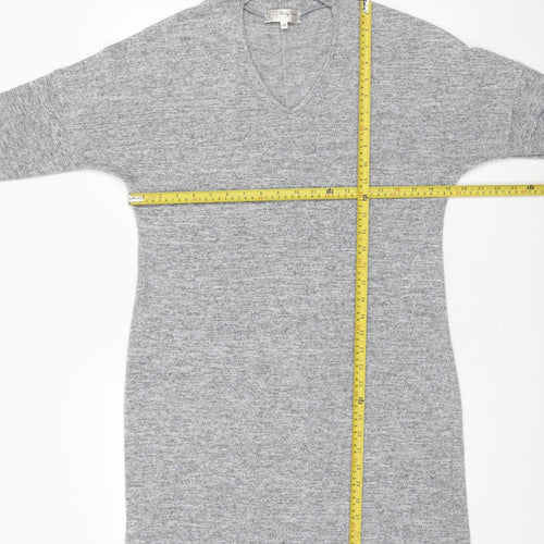 Voulez Vous Women's Grey Tunic Long Sleeve V-Neck Top M
