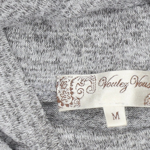 Voulez Vous Women's Grey Tunic Long Sleeve V-Neck Top M