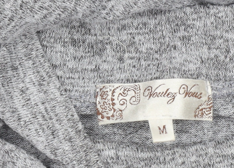 Voulez Vous Women's Grey Tunic Long Sleeve V-Neck Top M