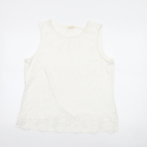 Adiva Women Ivory Lace Camisole Tank Top XL Sleeveless Spring Style
