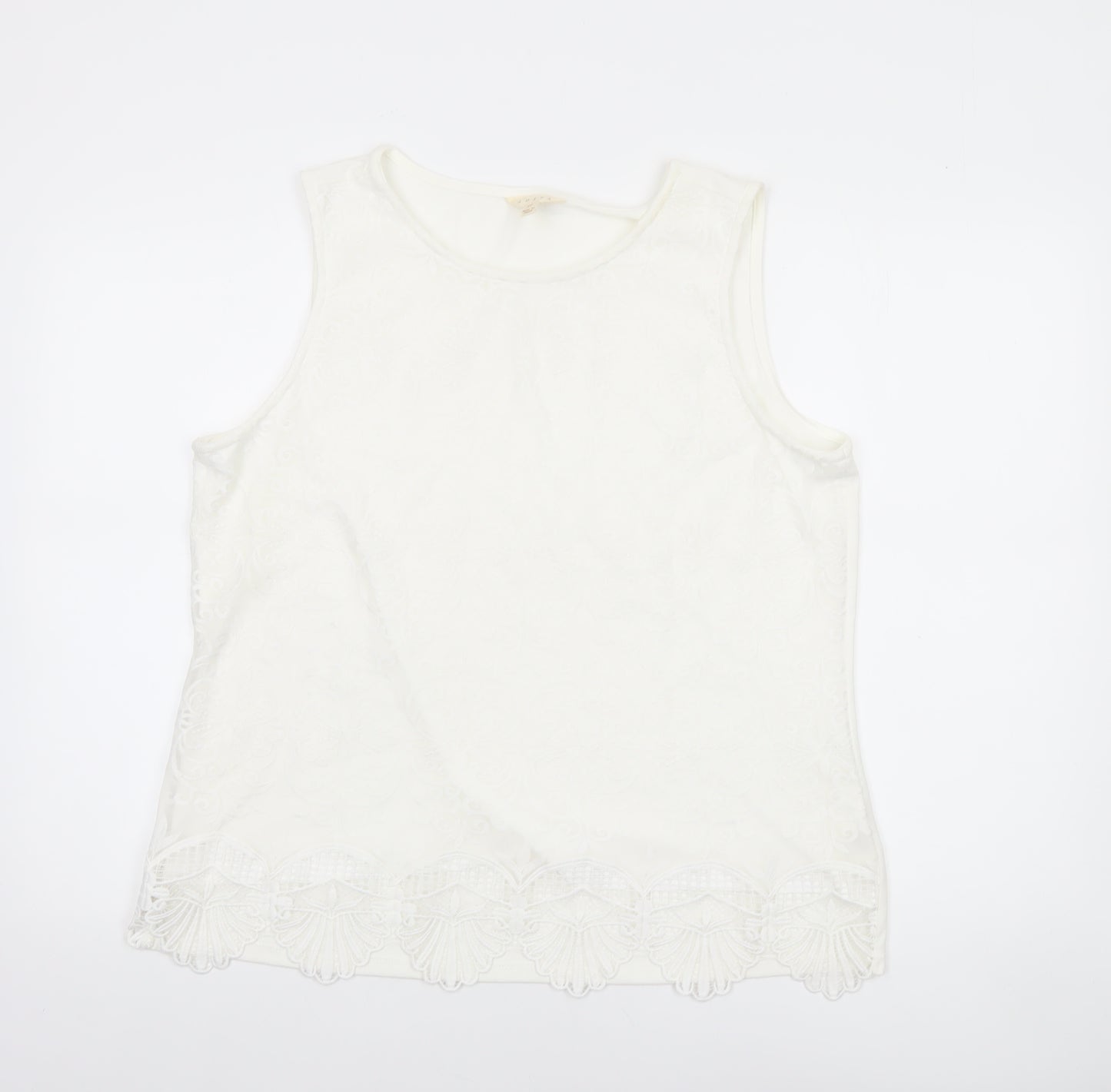Adiva Women Ivory Lace Camisole Tank Top XL Sleeveless Spring Style