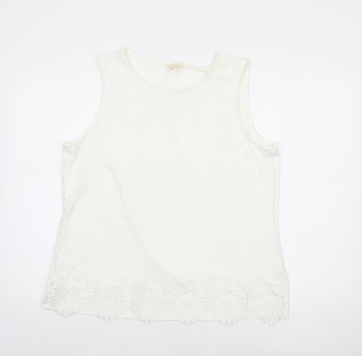 Adiva Women Ivory Lace Camisole Tank Top XL Sleeveless Spring Style