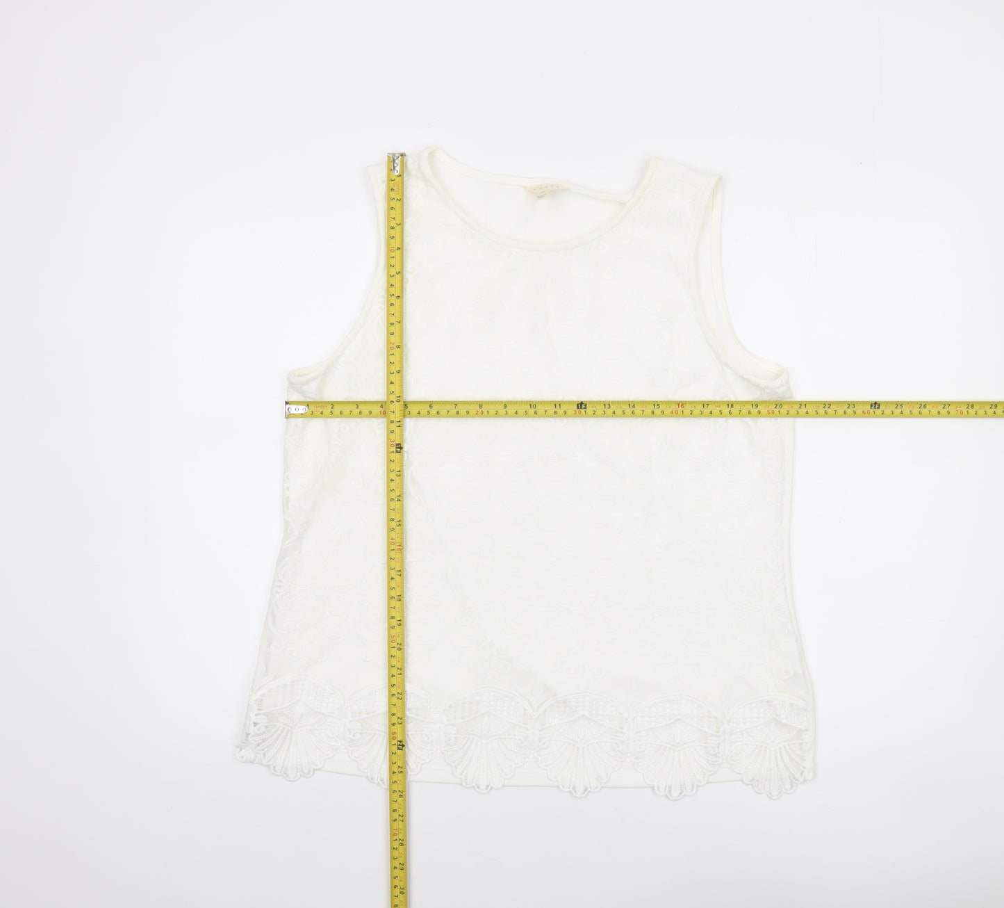 Adiva Women Ivory Lace Camisole Tank Top XL Sleeveless Spring Style