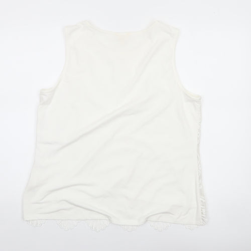 Adiva Women Ivory Lace Camisole Tank Top XL Sleeveless Spring Style
