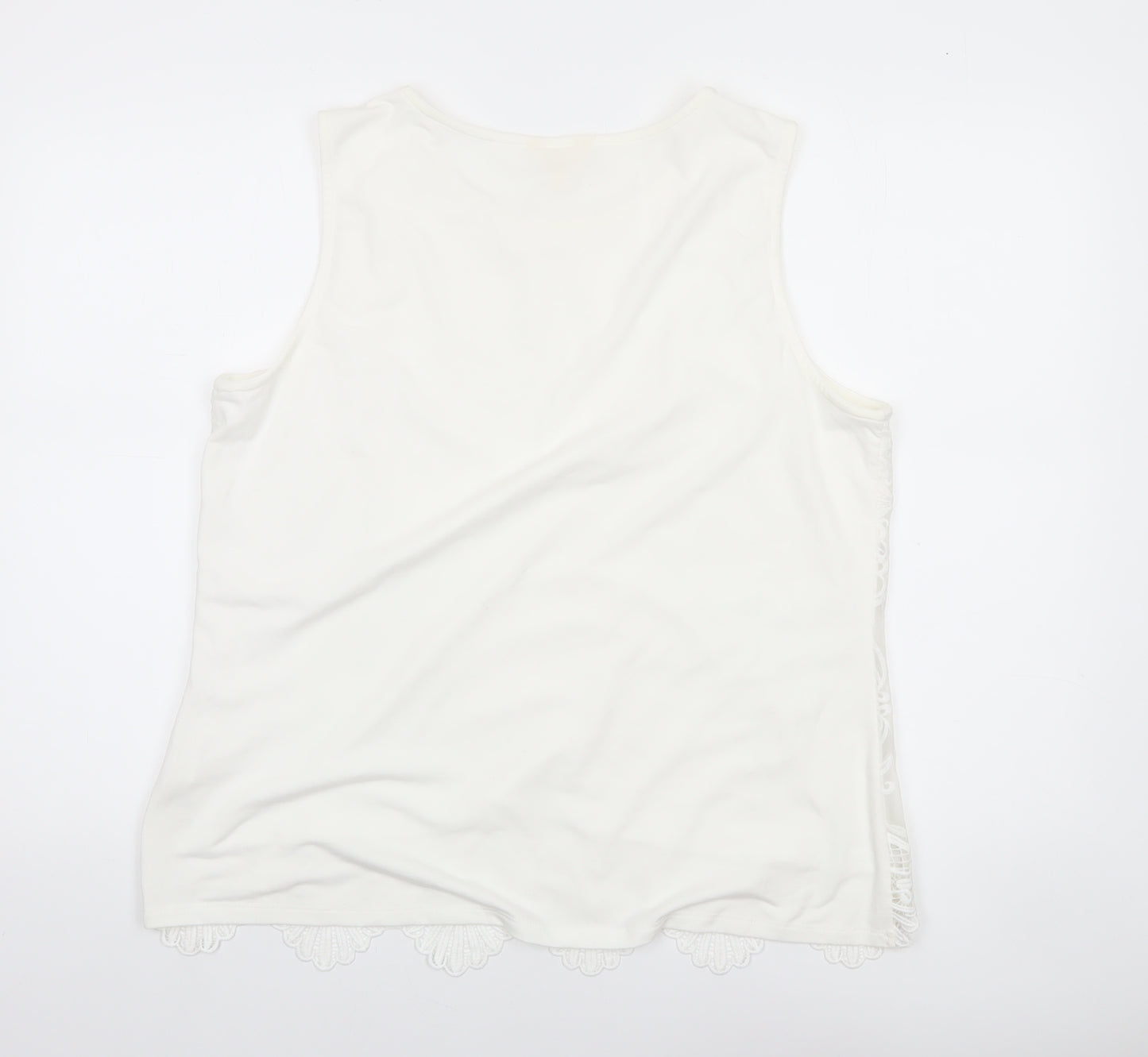 Adiva Women Ivory Lace Camisole Tank Top XL Sleeveless Spring Style