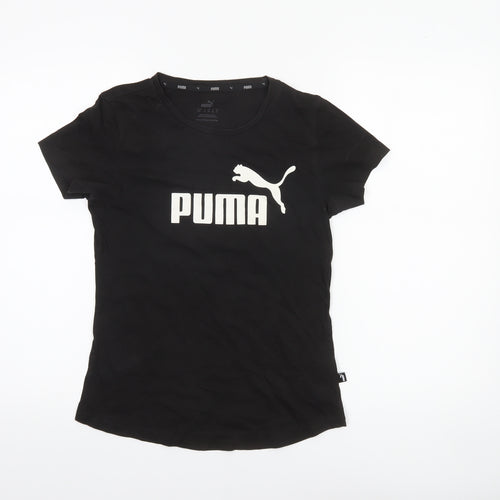 Puma Women Black Cotton Jersey T-Shirt Size 10