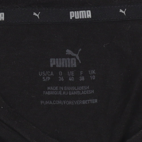 Puma Women Black Cotton Jersey T-Shirt Size 10