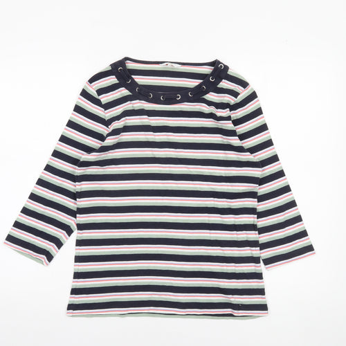 Cotton Traders Women's Multicoloured Striped 3/4 Sleeve T-Shirt Size 14