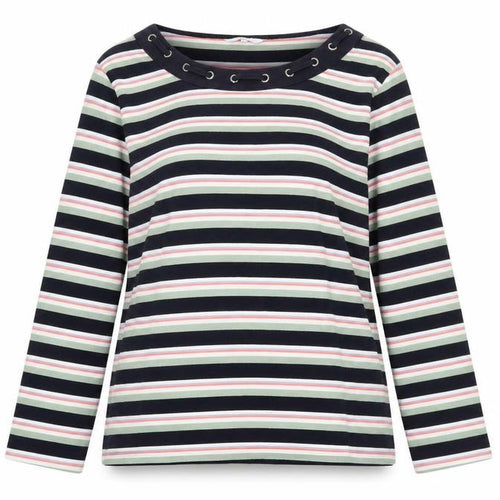 Cotton Traders Women's Multicoloured Striped 3/4 Sleeve T-Shirt Size 14