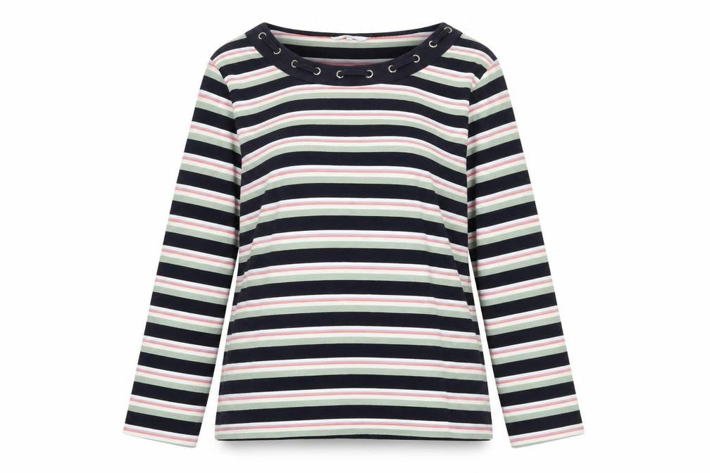 Cotton Traders Women's Multicoloured Striped 3/4 Sleeve T-Shirt Size 14
