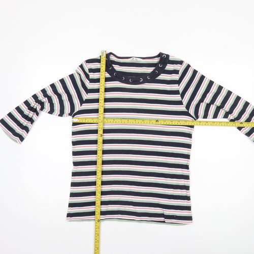 Cotton Traders Women's Multicoloured Striped 3/4 Sleeve T-Shirt Size 14