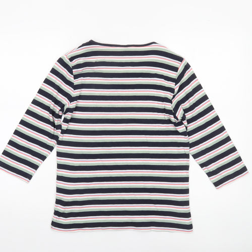 Cotton Traders Women's Multicoloured Striped 3/4 Sleeve T-Shirt Size 14