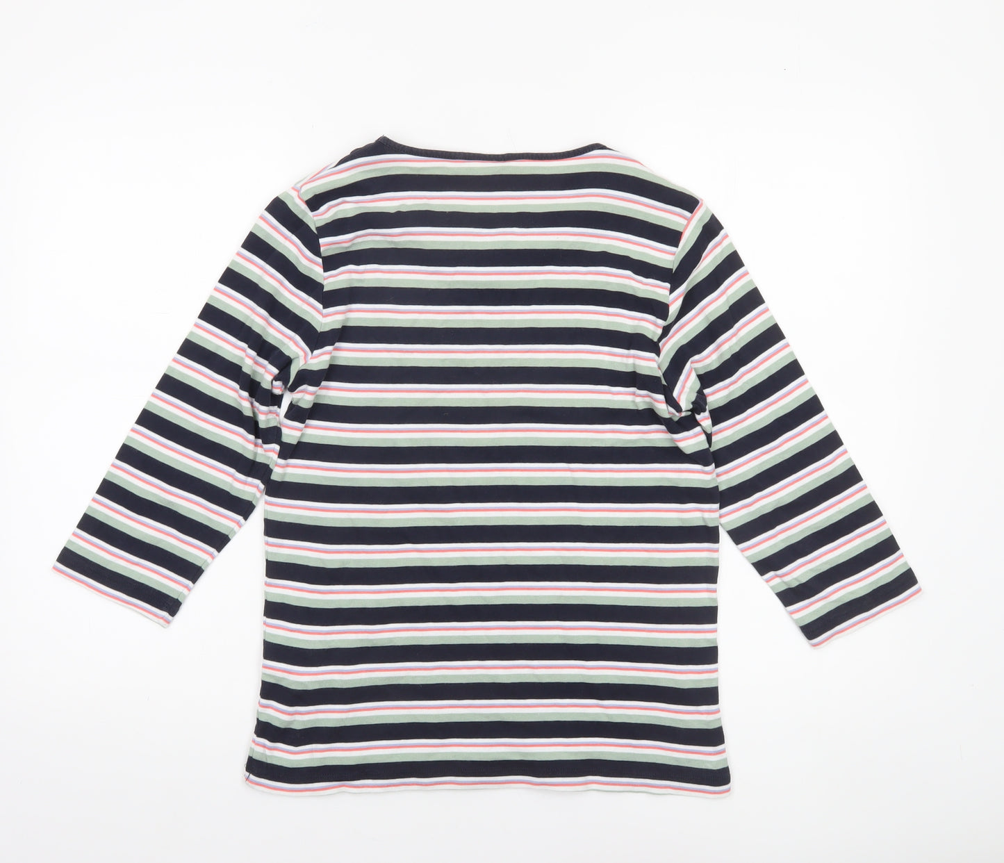 Cotton Traders Women's Multicoloured Striped 3/4 Sleeve T-Shirt Size 14